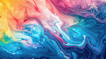 Dive into the mesmerizing texture of an abstract marbled acrylic paint ink waves painting, Ai Generated.の素材