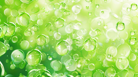 Refreshing green backdrop embellished with shimmering water droplets, Ai Generated.の素材