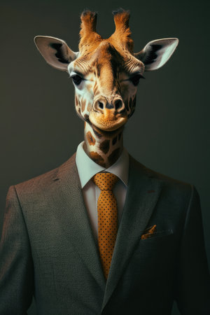 Stylish and sophisticated, giraffe exudes confidence in elegant attire. Ai Generated.の素材