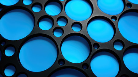 Modern design featuring a blue construction plate with stylish black circles. Ai Generated.の素材