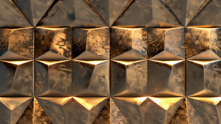 Geometric gold metal texture shines with luxury and modernity, Ai Generated.の素材