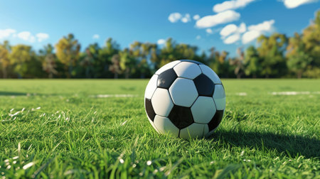 Delve into the realm of a 3D rendered soccer ball, showcasing the fusion of artistry and digital precision. Ai Generated.の素材