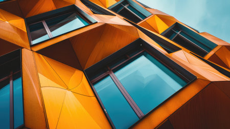 Intriguing pattern emerges as geometric shapes adorn a building facade, Ai Generated.の素材