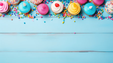 Colorful array sets the scene for a festive birthday celebration. Ai Generatedの素材