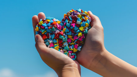 Symbolizing unity, a heart and mind formed by diverse sources of happiness, Ai Generatedの素材