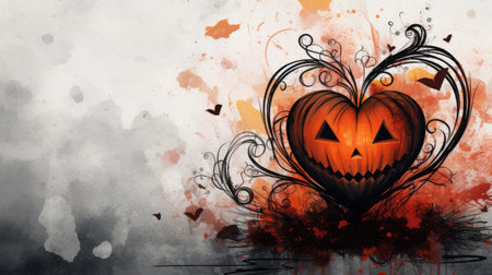 Watercolor-style Halloween heart with eerie vibes. Creative expression. Ai Generatedの素材