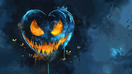 Watercolor-style Halloween heart with eerie vibes. Creative expression. Ai Generatedの素材