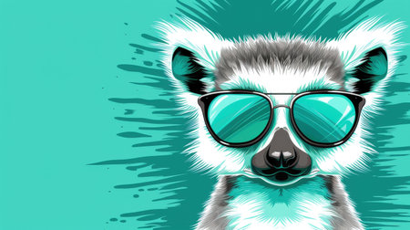 Capture the essence of fun with this charming lemur sporting shades, a perfect blend of wildlife and personality.の素材