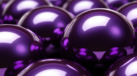 Create a mesmerizing visual experience with a background of glistening purple sphere balls that captures attention.の素材