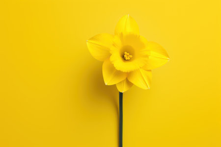 This sleek ad highlights a daffodil amid a minimalist backdrop, capturing the essence of springtime elegance.の素材