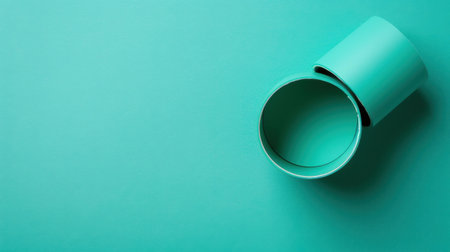 Elevate your branding with this top view matte plastic tube mockup, featuring a fresh teal background for eyecatching appeal.の素材