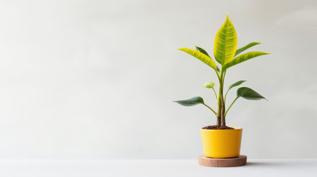 Enhance your decor with this striking potted banana plant, a perfect blend of greenery and style for your home.の素材