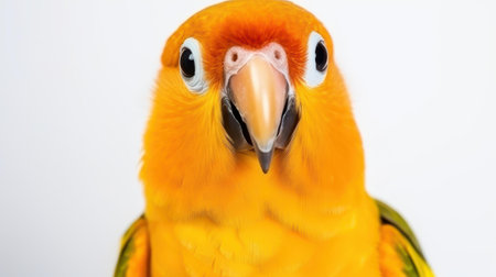 This stunning parrot stands out with its bright colors, captured beautifully against a clean white backdrop.の素材