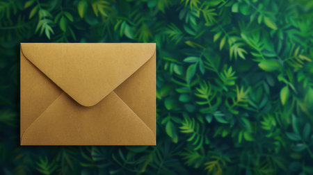 Embrace the charm of correspondence with a craft paper envelope bathed in sunlight, perfect for sharing thoughts and letters.の素材