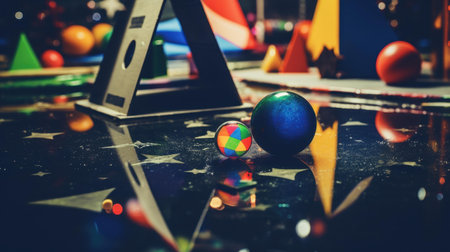 Experience a mesmerizing abstract scene, featuring enchanting bokeh effects and whimsical, levitating objects for a magical feel.の素材