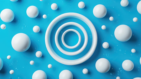 Immerse yourself in a dazzling 3D design of a swirling blue and white backdrop, sprinkled with luminous beads for added sparkle.の素材