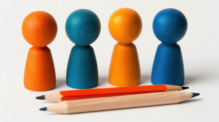 Teamwork shines through as a group interacts with a globe and a notebook, emphasizing global awareness and shared knowledge.の素材