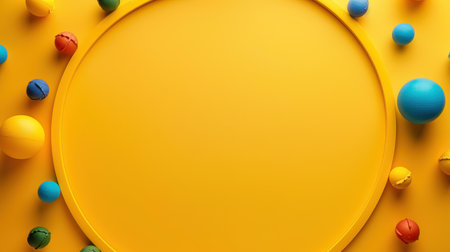 Colorful baby toys spread on a cheerful yellow surface, inviting joy and creativity for kids. Ideal for playful imaginationsの素材