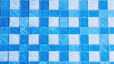 Enjoy a captivating topdown perspective of a rectangular pool adorned with vibrant blue mosaic tiles at the base.の素材
