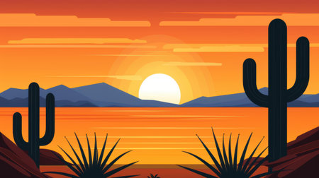 Explore breathtaking vistas and vibrant scenery in this illustration, representing the spirit of Western Australia Day.の素材