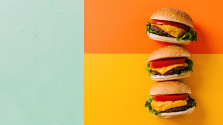 Dive into a delicious barbecue burger, bursting with flavor, set against a sleek, minimalist background for a simple yet appetizing look.の素材