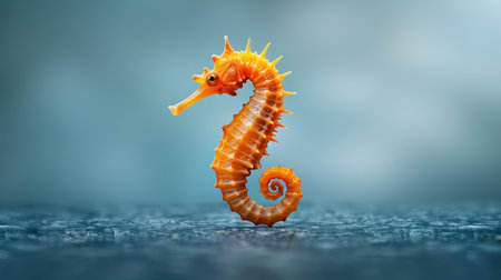 Explore the enchanting world of the seahorse, a wild creature with stunning colors amid a serene aquatic background.の素材