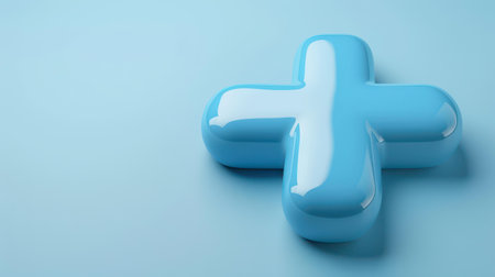 The blue plus sign is an emblem of healthcare insurance, highlighting access to medical services and overall health.の素材