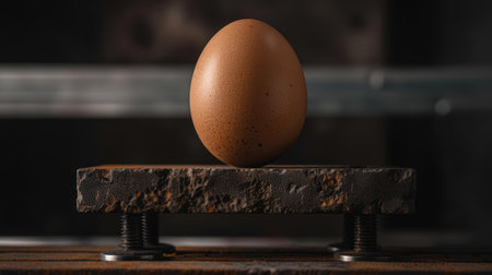 Witness the moment an egg cracks under intense pressure, beautifully illustrating how force impacts fragile structures.の素材