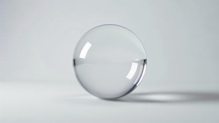 This glass sphere radiates clarity, set against a white background, highlighting the allure of pure optical design.の素材