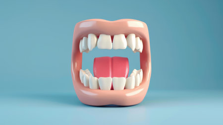 Striking 3D rendered image of a human mouth, expertly crafted with attention to detail against a seamless, isolated backdrop.の素材