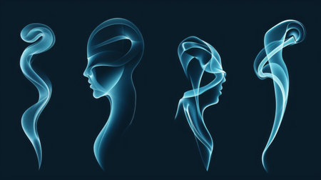 Explore the captivating visuals of smoking vapor streams and perfect vaping rings, showcasing elegant steam shapes.の素材