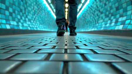 A vibrant subway scene with a mockup billboard offers a prime advertising space amidst the hustle of commuters.の素材