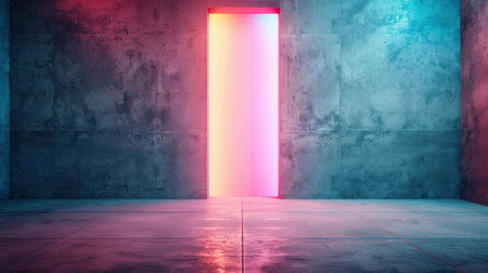 Immerse yourself in a scifi world where vibrant glowing tubes create a captivating atmosphere of innovation and creativity.の素材