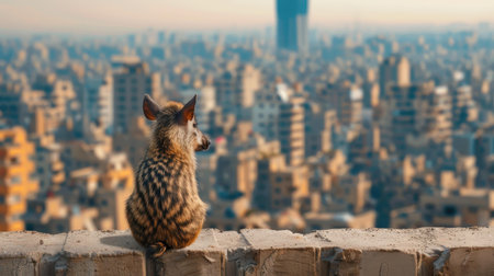 Amidst the urban landscape, a wild boar stands as a testament to natures encroachment and the allure of rural living.の素材