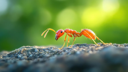 The macro lens reveals the intricate world of the Argentine ant, focused on its quest for food within a clean backdrop.の素材