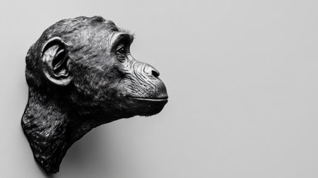 This striking 3D rendering features a baboon sculpture in metallic hues, embodying African wildlife with stunning detail.の素材