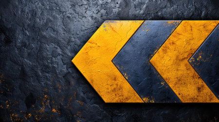 Eyecatching yellow and blue arrows emerging from a dark grunge background, perfect for adding a vibrant touch to any project.の素材