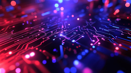 A clean, futuristic 2D circuit pattern, ideal for creating innovative visuals in technology and digital art realms.の素材