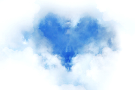 Heart from cloud in the blue skyの写真素材