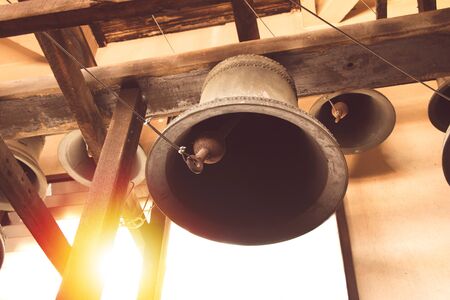 vintage church bell under tower old christian church in Thailand
の写真素材