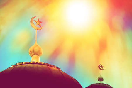 dome of mosque in colourful sky backgroundの写真素材
