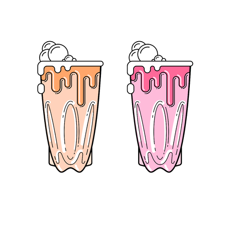 Vintage Glass With Milk Teaのイラスト素材