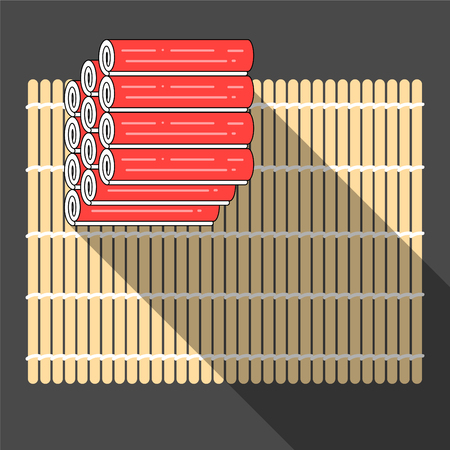 Heap of crab stick on the makisuのイラスト素材