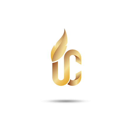  Logo upper class style - Gold color -  White Background, Low shadowのイラスト素材