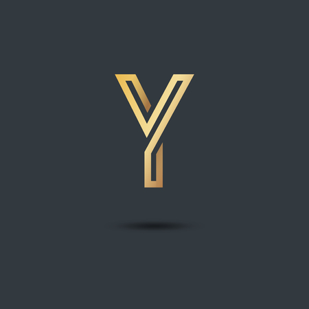 Y Logo-Gold-BG Gray-Low shadow, Tie Logoのイラスト素材