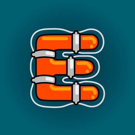 Lifebuoy font vector E alphabet in cartoon styleのイラスト素材