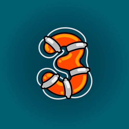 &#xD;&#xA;Lifebuoy font vector number Three in cartoon styleのイラスト素材