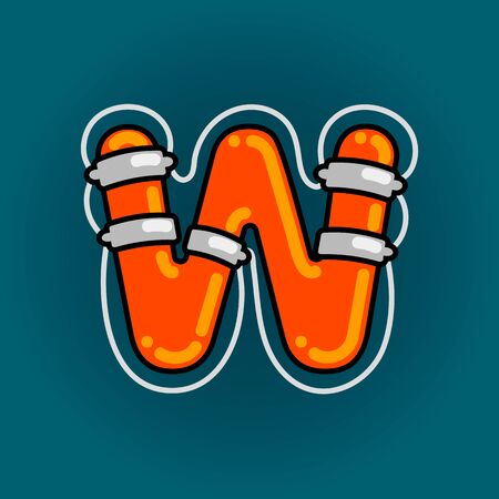 Lifebuoy font vector W alphabet in cartoon styleのイラスト素材