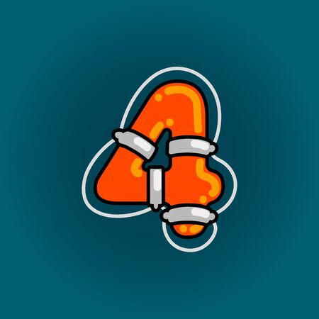 Lifebuoy font vector number four in cartoon styleのイラスト素材