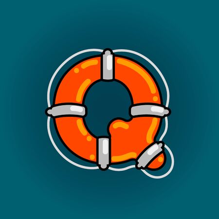 Lifebuoy font vector Q alphabet in cartoon style&#xD;&#xA;のイラスト素材